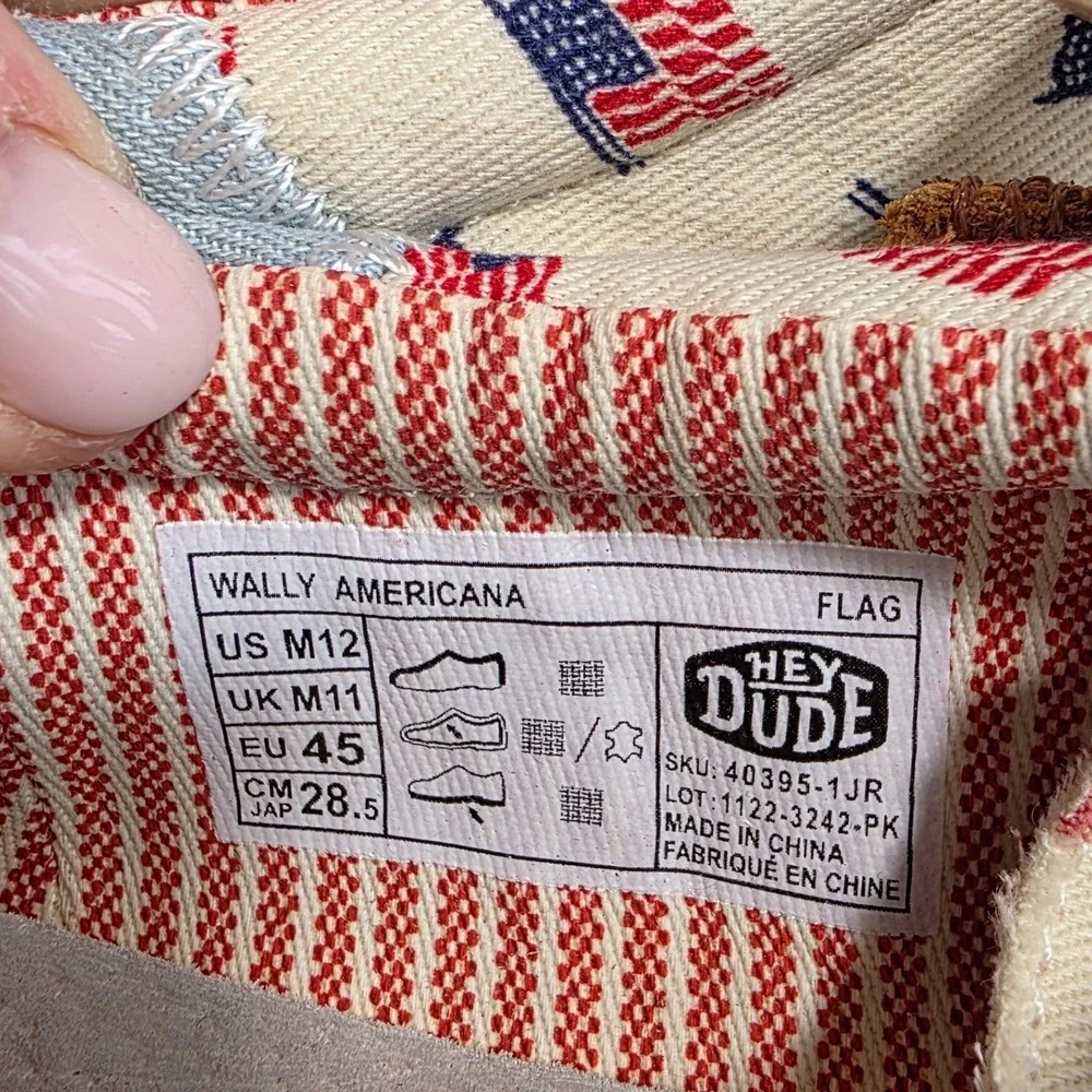 Hey Dude Wally American Flag Canvas Shoes Men's‎ Size 12 M Patriotic NWT